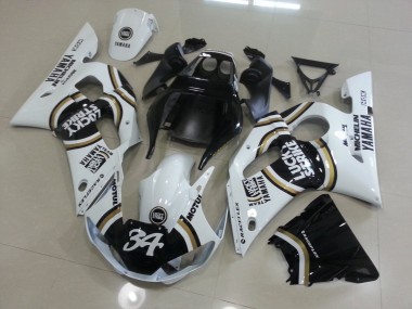 Inexpensive 1998-2002 White Black Yamaha YZF R6 Motorcycle Fairing