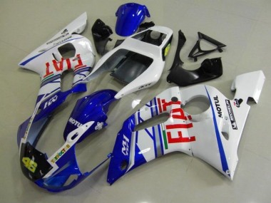 Inexpensive 1998-2002 Blue White Fiat Yamaha YZF R6 Motorcycle Fairings Kit
