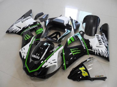 Inexpensive 2000-2001 Black White Green Monster Yamaha YZF R1 Bike Fairings