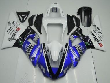 Inexpensive 2000-2001 Blue White ENEOS Monster Yamaha YZF R1 Motor Bike Fairings