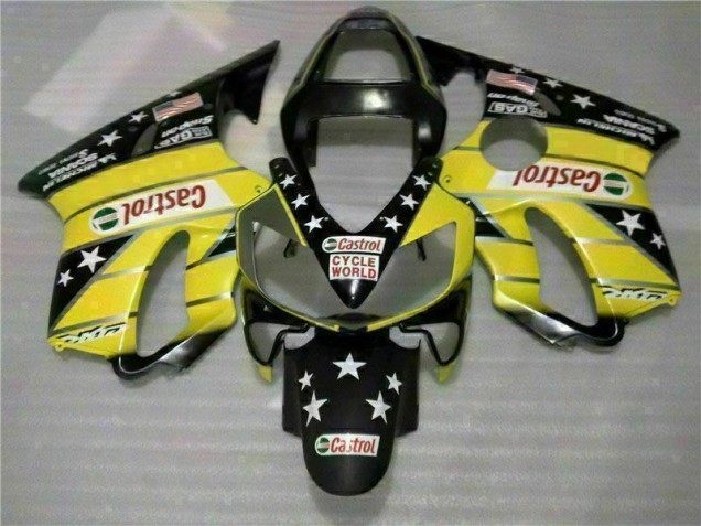 Inexpensive 2001-2003 Yellow Black Castrol Cycle World Honda CBR600 F4i Motorcycle Bodywork Inexpensive 2001-2003 Yellow Black Castrol Cycle World Honda CBR600 F4i Motorcycle Bodywork