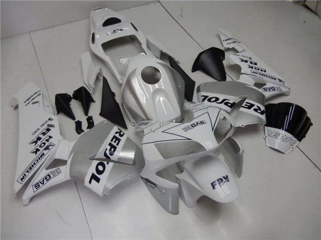 Inexpensive 2003-2004 Silver White Black Repsol Honda CBR600RR Motorcycle Fairings Kit Inexpensive 2003-2004 Silver White Black Repsol Honda CBR600RR Motorcycle Fairings Kit