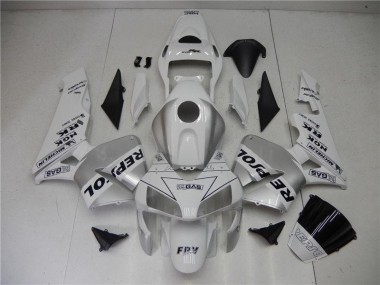 Inexpensive 2003-2004 Silver White Black Repsol Honda CBR600RR Motorcycle Fairings Kit