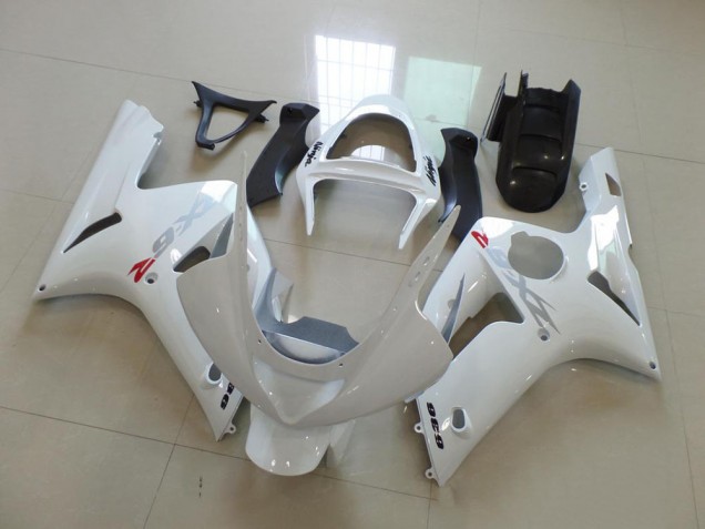 Inexpensive 2003-2004 White with Silver Decals Kawasaki ZX6R Motorcycle Fairings Inexpensive 2003-2004 White with Silver Decals Kawasaki ZX6R Motorcycle Fairings