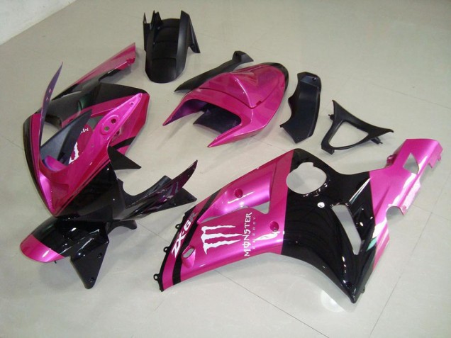 Inexpensive 2003-2004 Pink Black Monster Kawasaki ZX6R Bike Fairing Kit Inexpensive 2003-2004 Pink Black Monster Kawasaki ZX6R Bike Fairing Kit