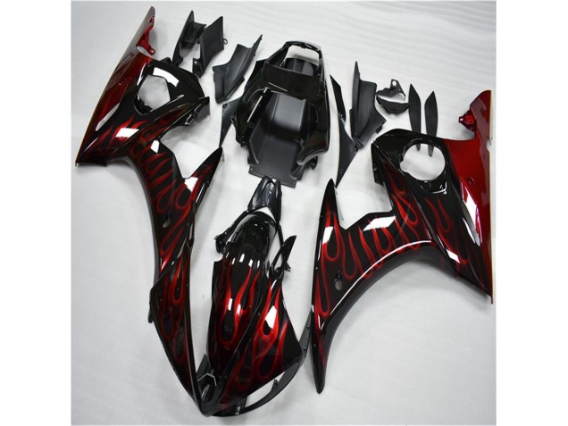 Inexpensive 2003-2005 Black Red Flame Yamaha YZF R6 Motorcycle Fairing Inexpensive 2003-2005 Black Red Flame Yamaha YZF R6 Motorcycle Fairing