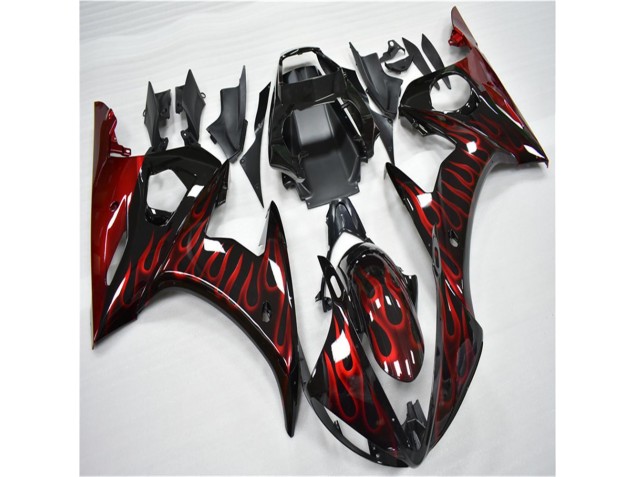 Inexpensive 2003-2005 Black Red Flame Yamaha YZF R6 Motorcycle Fairing Inexpensive 2003-2005 Black Red Flame Yamaha YZF R6 Motorcycle Fairing