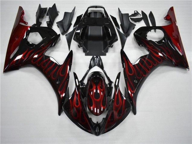 Inexpensive 2003-2005 Black Red Flame Yamaha YZF R6 Motorcycle Fairing Inexpensive 2003-2005 Black Red Flame Yamaha YZF R6 Motorcycle Fairing