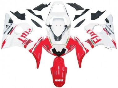 Inexpensive 2003-2005 White Red Fiat Yamaha YZF R6 Motorbike Fairing