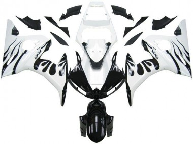Inexpensive 2003-2005 White Flame Black Yamaha YZF R6 Motorcycle Fairings Kits