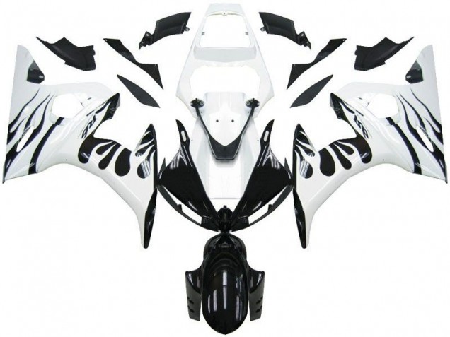 Inexpensive 2003-2005 White Flame Black Yamaha YZF R6 Motorcycle Fairings Kits Inexpensive 2003-2005 White Flame Black Yamaha YZF R6 Motorcycle Fairings Kits