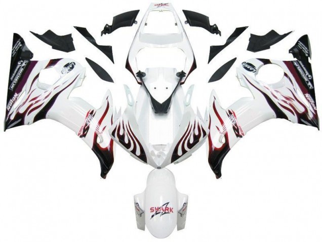 Inexpensive 2003-2005 White Black Red Flame Yamaha YZF R6 Motorcycle Fairings Inexpensive 2003-2005 White Black Red Flame Yamaha YZF R6 Motorcycle Fairings