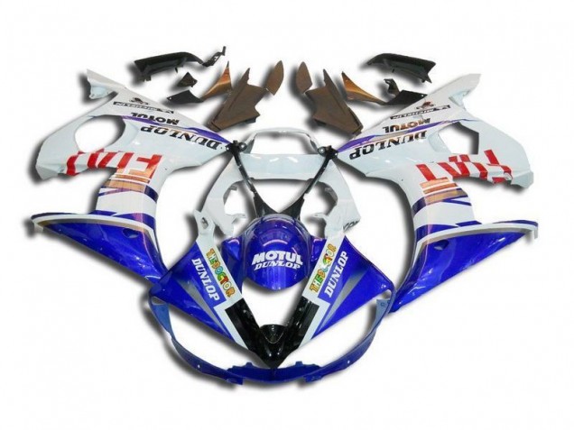 Inexpensive 2003-2005 White Blue Fiat Motul Dunlop Yamaha YZF R6 Bike Fairings Inexpensive 2003-2005 White Blue Fiat Motul Dunlop Yamaha YZF R6 Bike Fairings