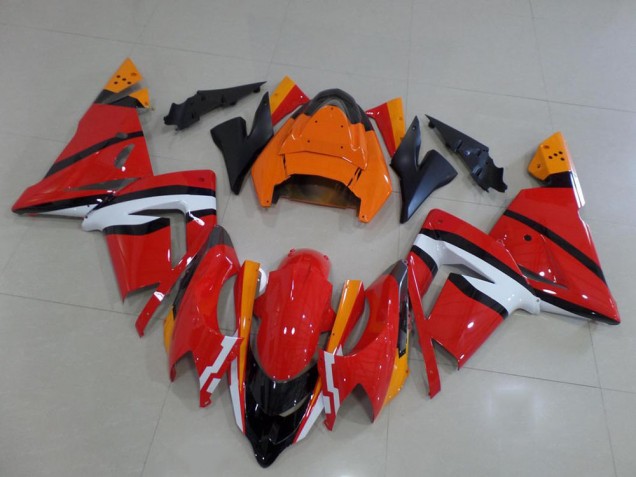 Inexpensive 2003-2005 Orange Black and White Kawasaki ZX10R Bike Fairings Inexpensive 2003-2005 Orange Black and White Kawasaki ZX10R Bike Fairings