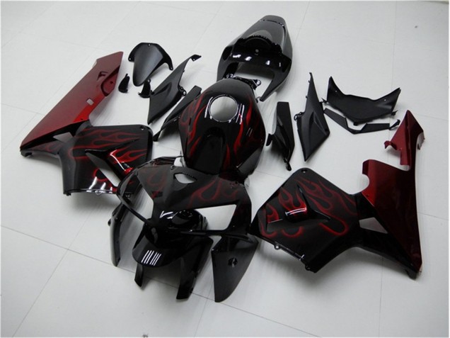 Inexpensive 2005-2006 Red Flame Black Honda CBR600RR Bike Fairings