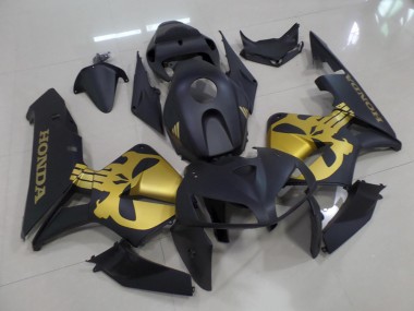 Inexpensive 2005-2006 Matte Black with Gold Skull Honda CBR600RR Moto Fairings
