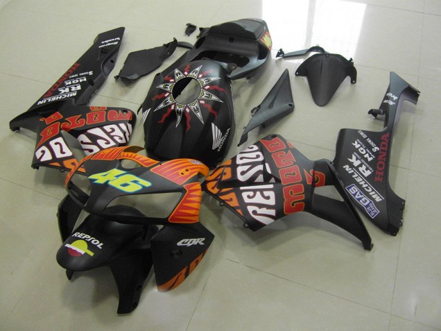 Inexpensive 2005-2006 Rossi Matte Black Honda CBR600RR Motorcycle Fairings Kits Inexpensive 2005-2006 Rossi Matte Black Honda CBR600RR Motorcycle Fairings Kits