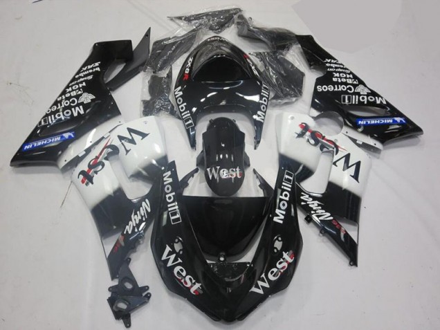 Inexpensive 2005-2006 White Black Kawasaki ZX6R Motorcycle Fairing Inexpensive 2005-2006 White Black Kawasaki ZX6R Motorcycle Fairing