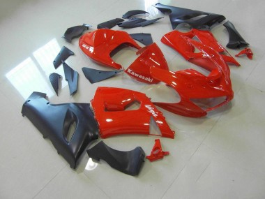 Inexpensive 2005-2006 Red and Matte Black Kawasaki ZX6R Bike Fairings