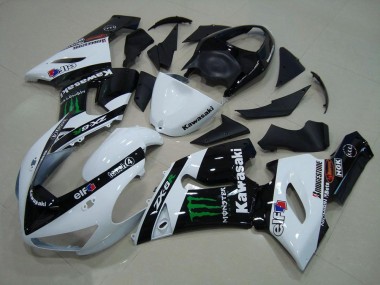 Inexpensive 2005-2006 White Monster Kawasaki ZX6R Motor Bike Fairings