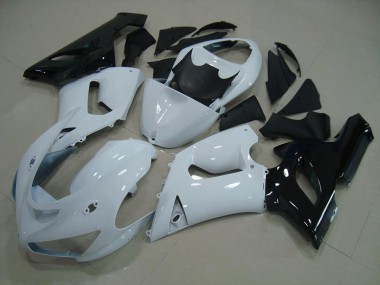 Inexpensive 2005-2006 White Black Kawasaki ZX6R Replacement Motorcycle Fairings