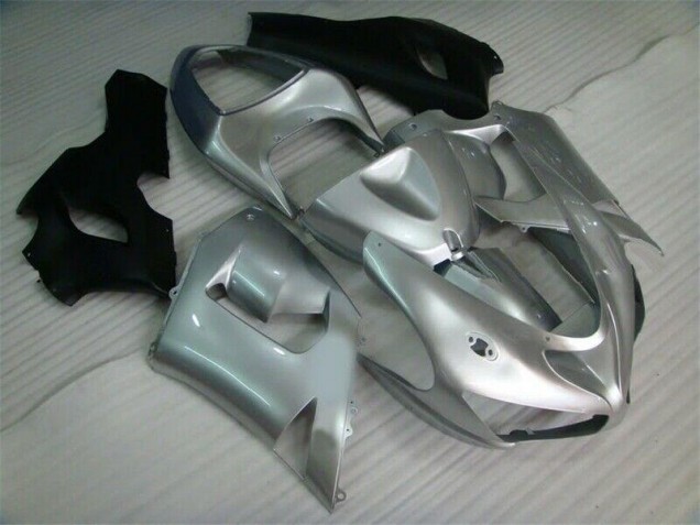 Inexpensive 2005-2006 Silver Black Kawasaki ZX6R Motorcycle Fairing Kit Inexpensive 2005-2006 Silver Black Kawasaki ZX6R Motorcycle Fairing Kit