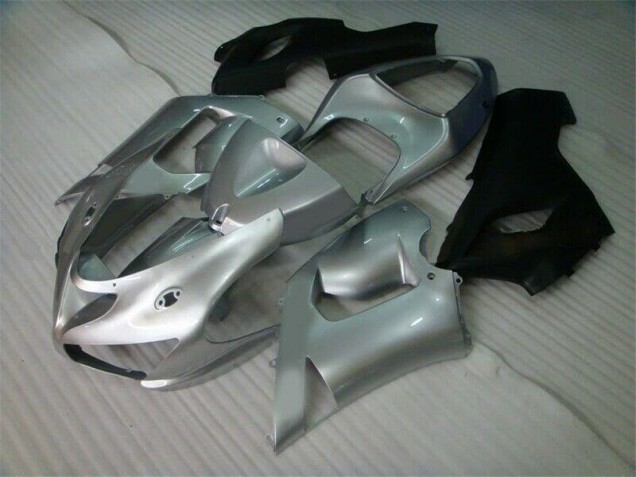 Inexpensive 2005-2006 Silver Black Kawasaki ZX6R Motorcycle Fairing Kit Inexpensive 2005-2006 Silver Black Kawasaki ZX6R Motorcycle Fairing Kit