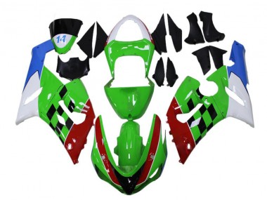 Inexpensive 2005-2006 Green Red White Blue Kawasaki ZX6R Bike Fairings