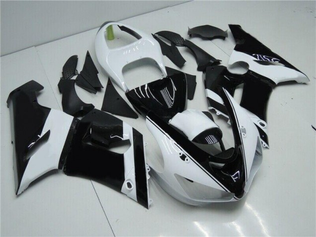 Inexpensive 2005-2006 Black White Kawasaki ZX6R Moto Fairings Inexpensive 2005-2006 Black White Kawasaki ZX6R Moto Fairings