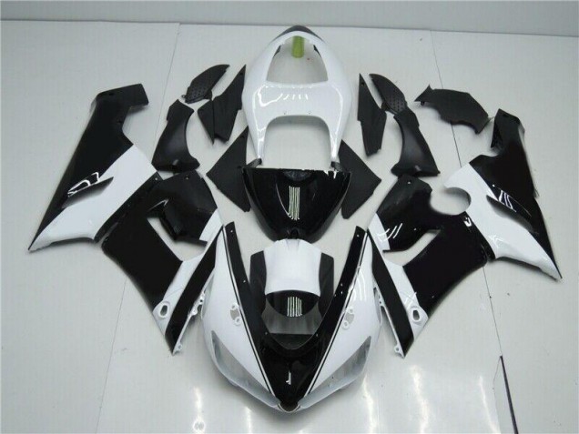 Inexpensive 2005-2006 Black White Kawasaki ZX6R Moto Fairings Inexpensive 2005-2006 Black White Kawasaki ZX6R Moto Fairings