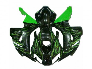 Inexpensive 2006-2007 Green Flame Black Honda CBR1000RR Moto Fairings