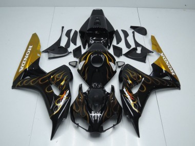 Inexpensive 2006-2007 Black Gold Flame Honda CBR1000RR Motor Bike Fairings