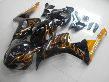 Inexpensive 2006-2007 Gold Flame Honda CBR1000RR Motorcycle Fairings Kits