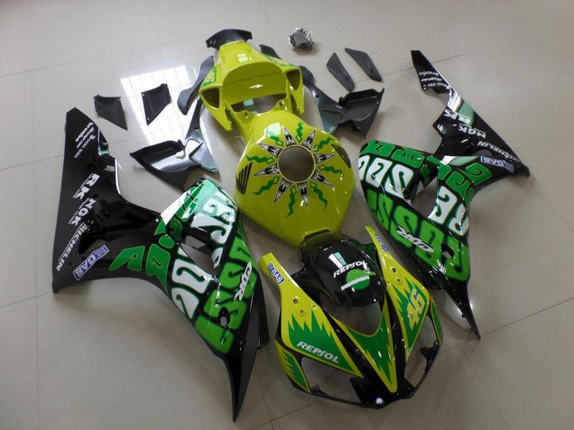 Inexpensive 2006-2007 Green Yellow Rossi Honda CBR1000RR Replacement Motorcycle Fairings Inexpensive 2006-2007 Green Yellow Rossi Honda CBR1000RR Replacement Motorcycle Fairings