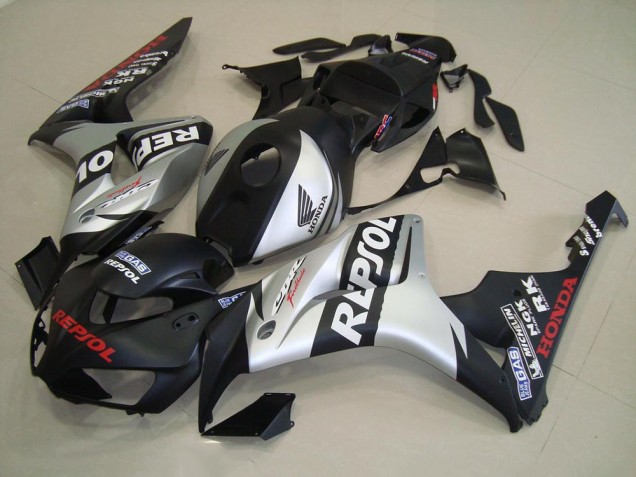 Inexpensive 2006-2007 Matte Black Silver Repsol Honda CBR1000RR Replacement Fairings Inexpensive 2006-2007 Matte Black Silver Repsol Honda CBR1000RR Replacement Fairings