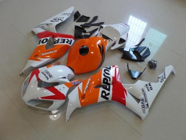 Inexpensive 2006-2007 White and Orange Repsol Honda CBR1000RR Replacement Motorcycle Fairings