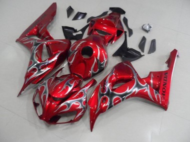Inexpensive 2006-2007 Red with Black Grey Flame Honda CBR1000RR Motorcycle Bodywork