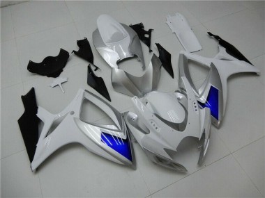 Inexpensive 2006-2007 White Blue Suzuki GSXR 600/750 Motorcylce Fairings