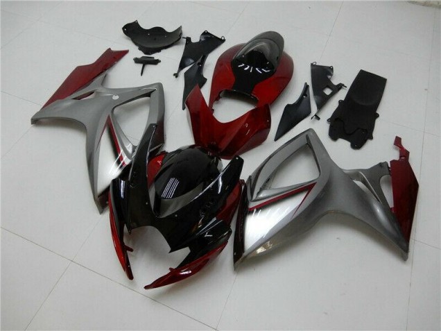 Inexpensive 2006-2007 Red Silver Suzuki GSXR 600/750 Bike Fairing Kit Inexpensive 2006-2007 Red Silver Suzuki GSXR 600/750 Bike Fairing Kit