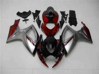 Inexpensive 2006-2007 Red Silver Suzuki GSXR 600/750 Bike Fairing Kit