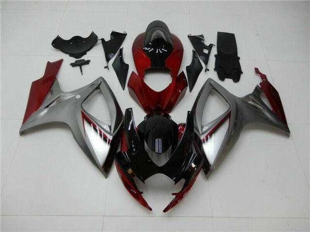 Inexpensive 2006-2007 Red Silver Suzuki GSXR 600/750 Bike Fairing Kit Inexpensive 2006-2007 Red Silver Suzuki GSXR 600/750 Bike Fairing Kit