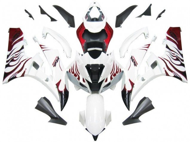 Inexpensive 2006-2007 White Red Flame Yamaha YZF R6 Motorcycle Fairing Inexpensive 2006-2007 White Red Flame Yamaha YZF R6 Motorcycle Fairing