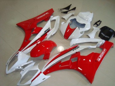 Inexpensive 2006-2007 Red White Yamaha YZF R6 Motorcycle Fairing