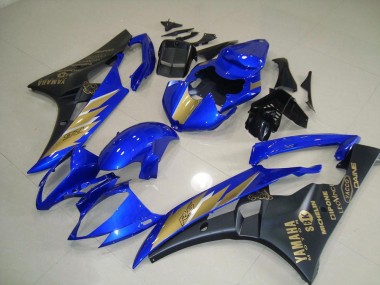 Inexpensive 2006-2007 Black Blue with Gold Sticker Yamaha YZF R6 Motorcycle Fairing