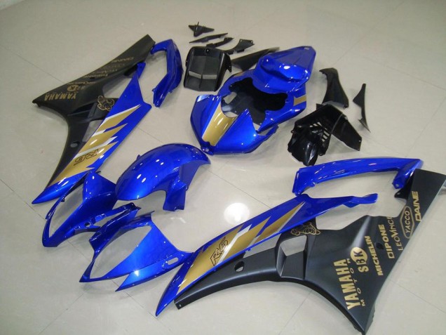 Inexpensive 2006-2007 Black Blue with Gold Sticker Yamaha YZF R6 Motorcycle Fairing Inexpensive 2006-2007 Black Blue with Gold Sticker Yamaha YZF R6 Motorcycle Fairing