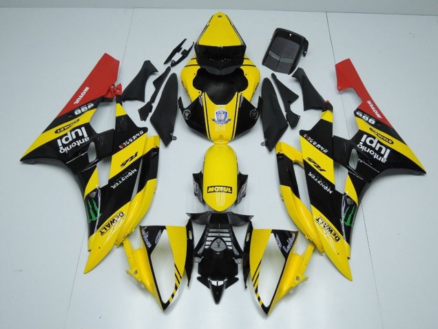 Inexpensive 2006-2007 Yellow Black Monster Yamaha YZF R6 Motorcycle Bodywork Inexpensive 2006-2007 Yellow Black Monster Yamaha YZF R6 Motorcycle Bodywork