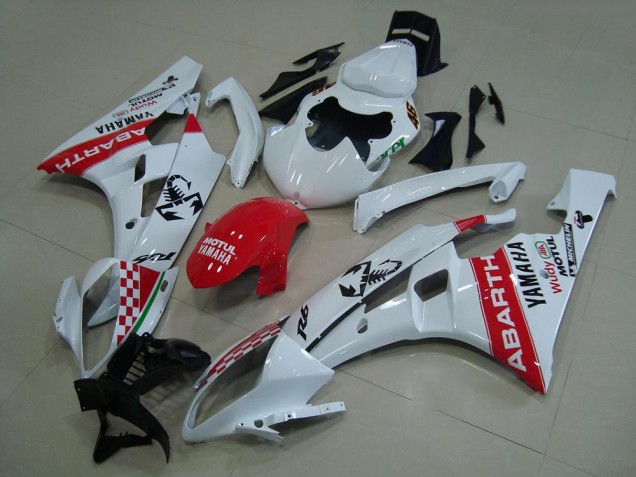 Inexpensive 2006-2007 White Red Abarth Yamaha YZF R6 Motorcycle Fairings Inexpensive 2006-2007 White Red Abarth Yamaha YZF R6 Motorcycle Fairings
