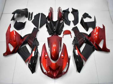 Inexpensive 2006-2011 Red Black Kawasaki Ninja ZX14R (ZZR 1400) Motorcycle Fairing Kits & Plastic Bodywork MF0653