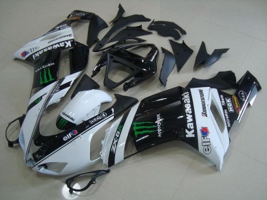 Inexpensive 2007-2008 White Monster Kawasaki ZX6R Motorcycle Fairings