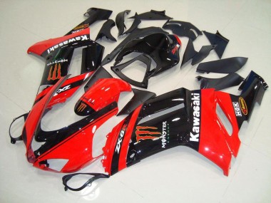 Inexpensive 2007-2008 Monster In Red Kawasaki ZX6R Motorcycle Fairing Kit